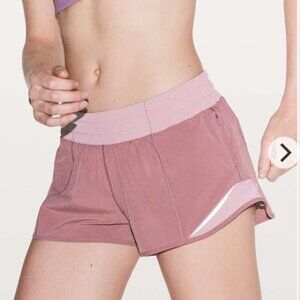 Lululemon Rose Blush/ Figue Hotty Hot 2.5 Shorts SZ 12